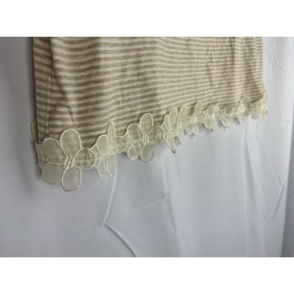 Living Doll Y2K 90s Short Sleeve Floral‎ Detail Striped Top Tee Shirt Large - Picture 4 of 10